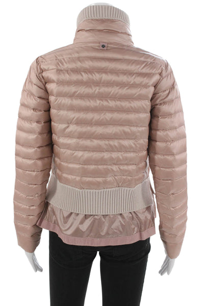 Sosken Womens Puffer Jacket Pink Nylon Zip Long Sleeve Size 1