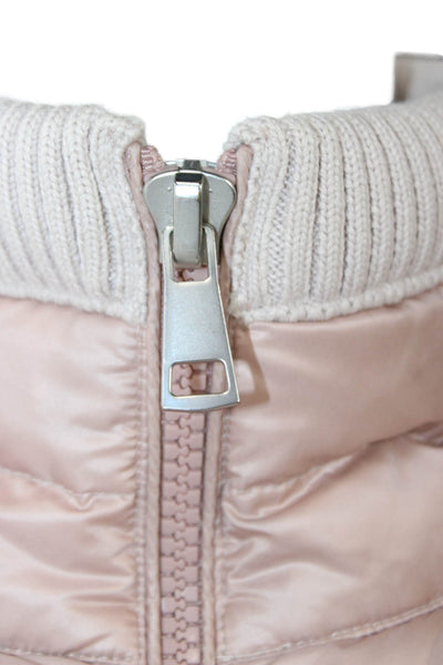 Sosken Womens Puffer Jacket Pink Nylon Zip Long Sleeve Size 1