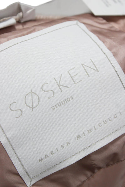 Sosken Womens Puffer Jacket Pink Nylon Zip Long Sleeve Size 1
