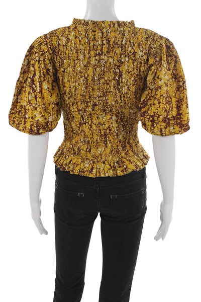 Love The Label Womens Cropped Yellow Square Neck Blouse Size S