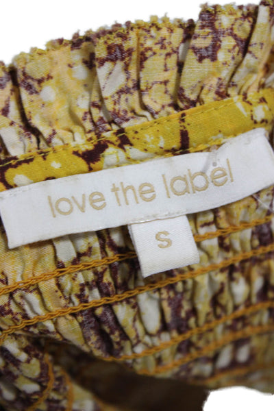 Love The Label Womens Cropped Yellow Square Neck Blouse Size S
