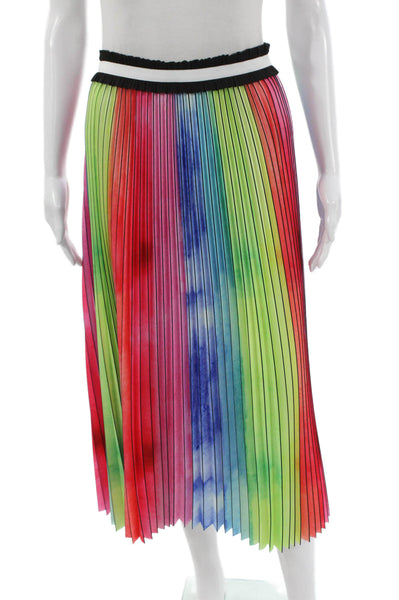 Le Superbe Womens Multicolor Striped Pleated Skirt Polyester Size S