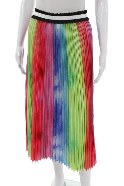 Le Superbe Womens Multicolor Striped Pleated Skirt Polyester Size S