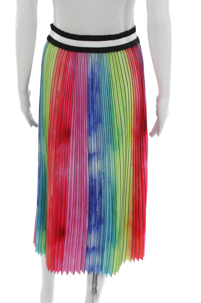 Le Superbe Womens Multicolor Striped Pleated Skirt Polyester Size S