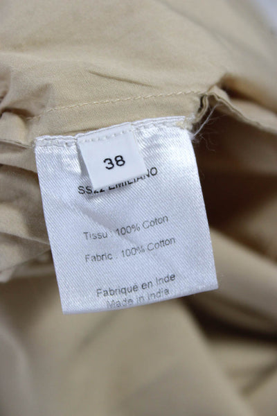 Roseanna Womens Shirt Dress Beige Cotton Long Sleeve Button Mini Size 38
