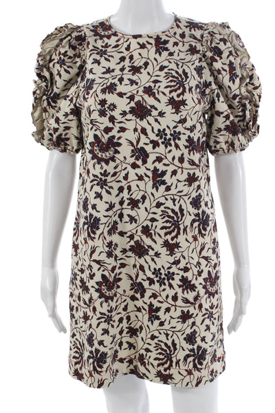 Ulla Johnson Womens Shift Mini Dress Ivory Cotton Blend Short Sleeve Size 2