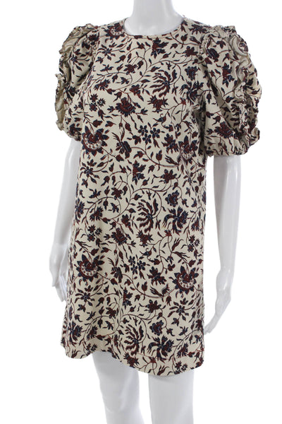 Ulla Johnson Womens Shift Mini Dress Ivory Cotton Blend Short Sleeve Size 2