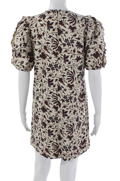 Ulla Johnson Womens Shift Mini Dress Ivory Cotton Blend Short Sleeve Size 2
