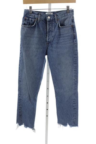 Agolde Womens High Rise Cropped Blue Jeans 100% Cotton Size 26