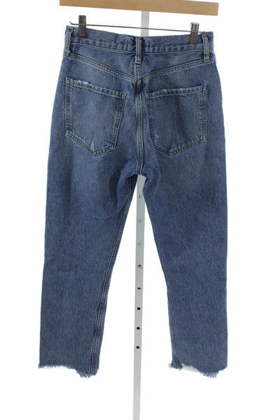 Agolde Womens High Rise Cropped Blue Jeans 100% Cotton Size 26