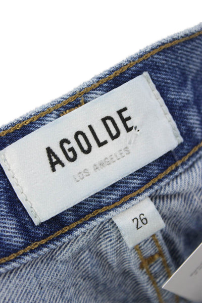 Agolde Womens High Rise Cropped Blue Jeans 100% Cotton Size 26