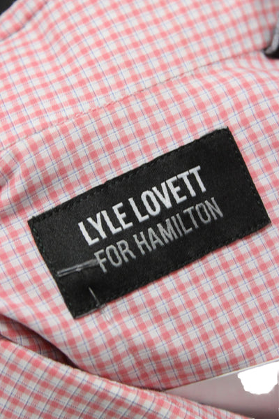 Lyle Lovett For Hamilton Mens Plaid Collar Button Down Shirt Orange Size M
