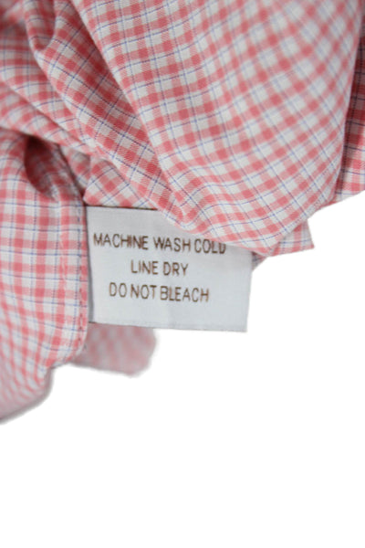 Lyle Lovett For Hamilton Mens Plaid Collar Button Down Shirt Orange Size M