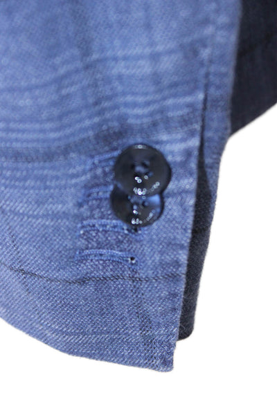 Boglioli Mens Blue Plaid Cotton Blazer Button Closure Size 34