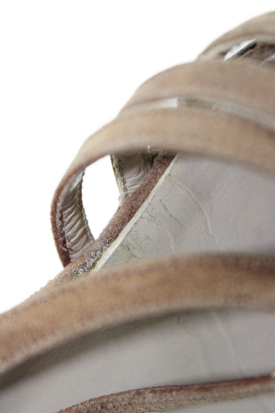 Salvatore Ferragamo Womens Suede Slingbacks Heels Beige Size 7 Narrow