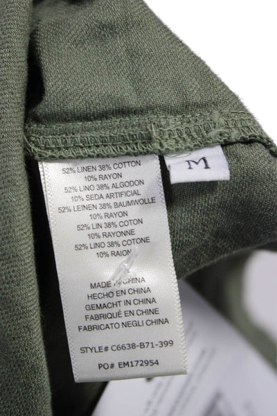 Cloth & Stone Women Shirt Dress Green Long Sleeve Linen Blend Size M