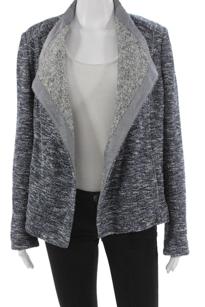 Vince Womens Basic Jacket Blue Collared Long Sleeve Size M