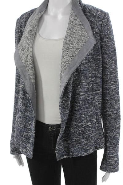 Vince Womens Basic Jacket Blue Collared Long Sleeve Size M