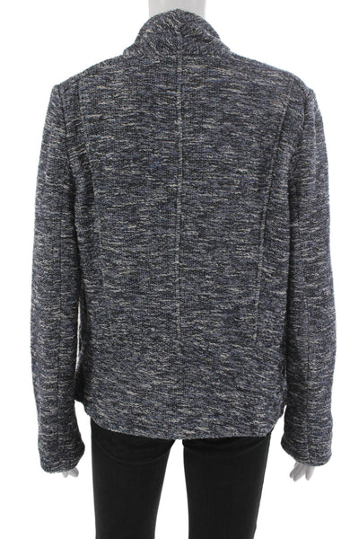 Vince Womens Basic Jacket Blue Collared Long Sleeve Size M