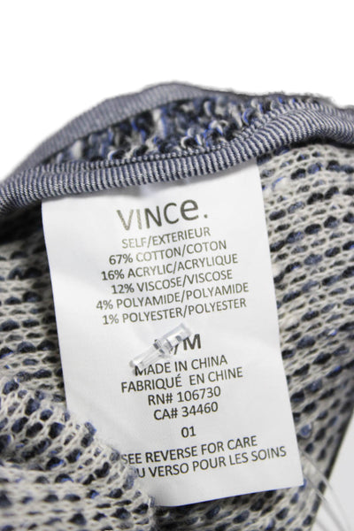 Vince Womens Basic Jacket Blue Collared Long Sleeve Size M
