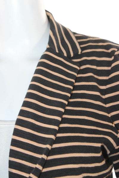 J Crew Womens Blazer Black Striped Button Long Sleeve Cotton Spandex Size M