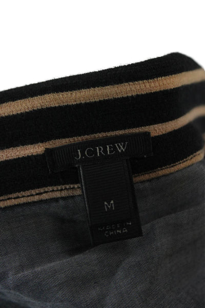 J Crew Womens Blazer Black Striped Button Long Sleeve Cotton Spandex Size M
