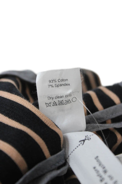 J Crew Womens Blazer Black Striped Button Long Sleeve Cotton Spandex Size M