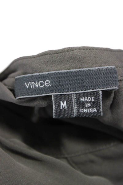Vince Women Tunic Gray Silk V-Neck Sleeveless Size M