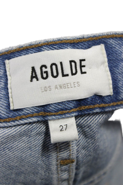 Agolde Womens High Rise Straight Jeans Blue 90s Cotton Blend Size 27