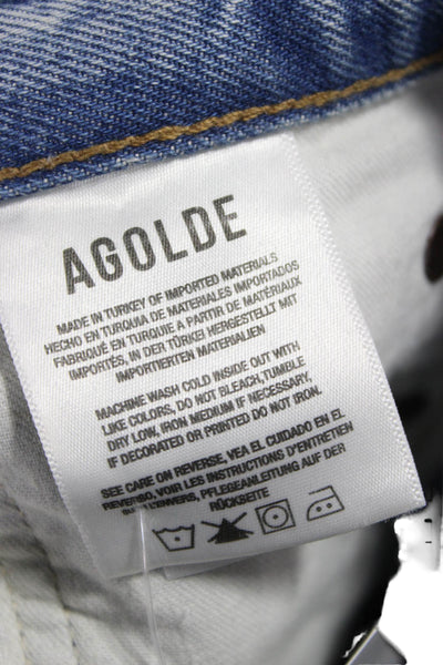 Agolde Womens High Rise Straight Jeans Blue 90s Cotton Blend Size 27