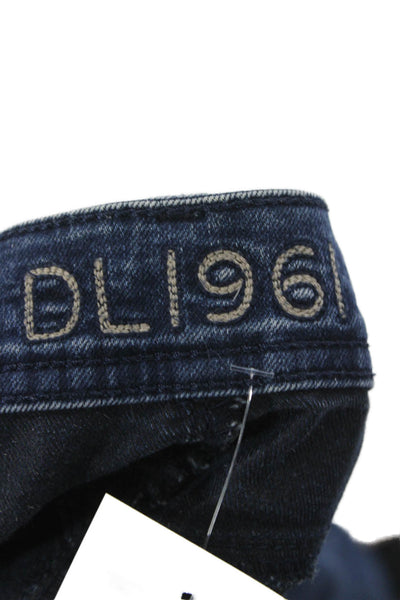 DL 1961 Women Skinny Jeans Blue Mid Rise Button Cotton Blend Size 27