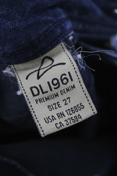 DL 1961 Women Skinny Jeans Blue Mid Rise Button Cotton Blend Size 27