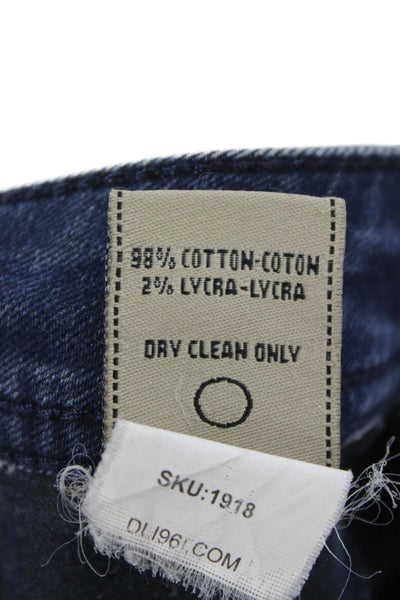 DL 1961 Women Skinny Jeans Blue Mid Rise Button Cotton Blend Size 27