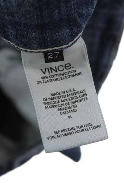 Vince Women Skinny Jeans Blue Mid Rise Button Cotton Blend Size 27
