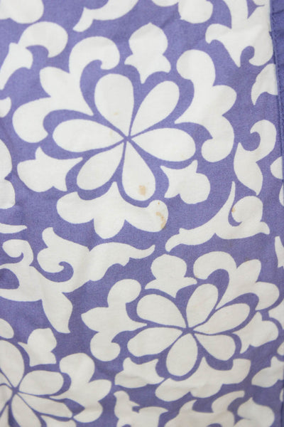 Boden Women A-Line Floral Cotton Skirt Purple Zip Knee Length Size 8