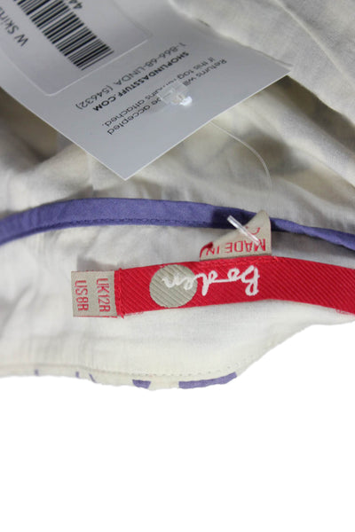 Boden Women A-Line Floral Cotton Skirt Purple Zip Knee Length Size 8