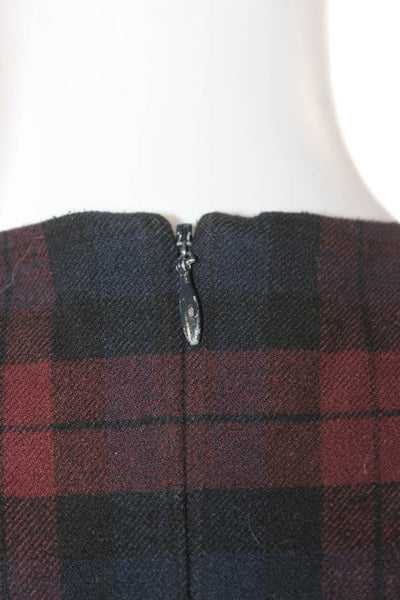 Derek Lam 10 Crosby Women Shift Dress Blue Plaid Sleeveless Knee Length Size 8