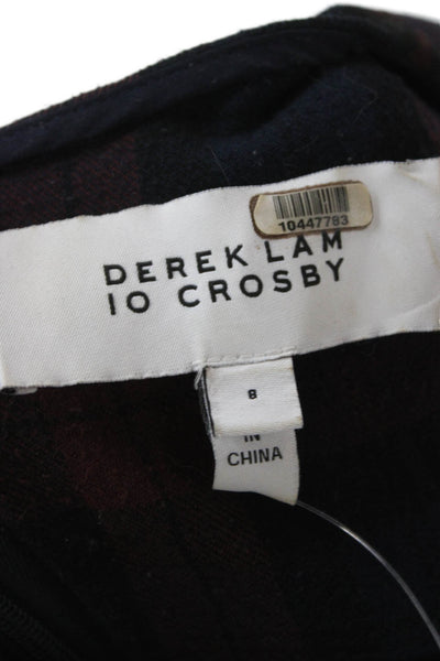 Derek Lam 10 Crosby Women Shift Dress Blue Plaid Sleeveless Knee Length Size 8
