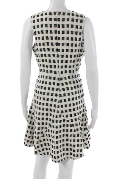 Derek Lam 10 Crosby Women Fit & Flare Black Check V-Neck Sleeveless Dress Size 8