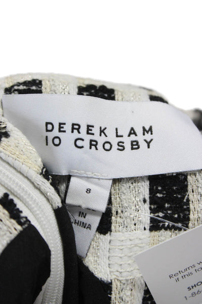Derek Lam 10 Crosby Women Fit & Flare Black Check V-Neck Sleeveless Dress Size 8