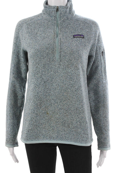 Patagonia Women Pullover Sweatshirt Zip Mock Neck Blue Long Sleeve Size M