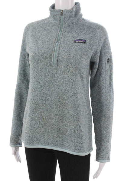 Patagonia Women Pullover Sweatshirt Zip Mock Neck Blue Long Sleeve Size M