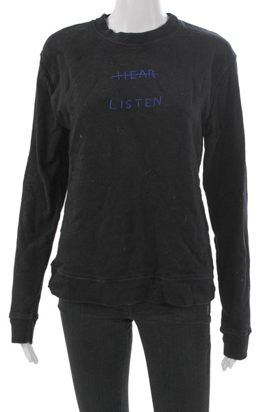 Lingua Franca Unisex Black Crew Neck Pullover Sweatshirt Long Sleeve Size M