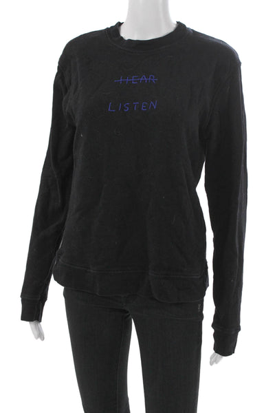 Lingua Franca Unisex Black Crew Neck Pullover Sweatshirt Long Sleeve Size M