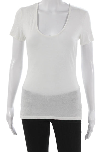 Standard James Perse Women Basic T-Shirt White Scoop Neck Short Sleeve Size 2