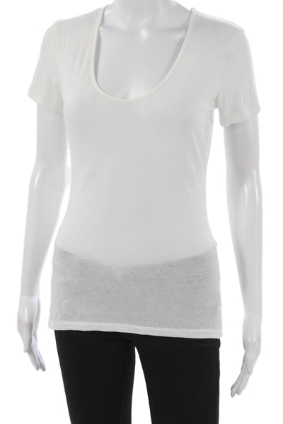 Standard James Perse Women Basic T-Shirt White Scoop Neck Short Sleeve Size 2