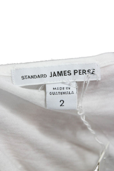 Standard James Perse Women Basic T-Shirt White Scoop Neck Short Sleeve Size 2