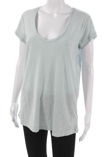 Standard James Perse Women Tunic Scoop Neck Short Sleeve Green Cotton Size 2