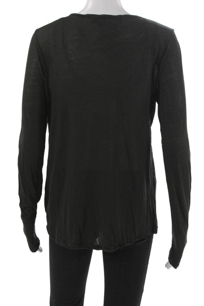 Standard James Perse Women Long Sleeve V-Neck Cotton Tunic Black Size 2