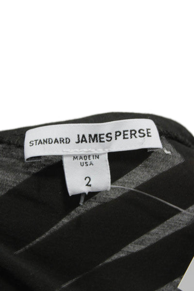 Standard James Perse Women Long Sleeve V-Neck Cotton Tunic Black Size 2